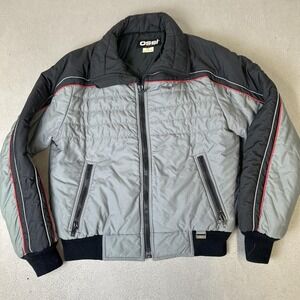 Ossi Skiwear Coat Mens Size Medium Black Gray Ski Jacket Zip Up Winter Vintage